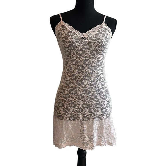 Victoria’s Secret Sheer Lace Chemise Babydoll Pink Lolita Kawaii Bow Size Small - Picture 5 of 5